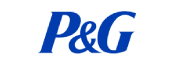 A blue and green logo for p & g.